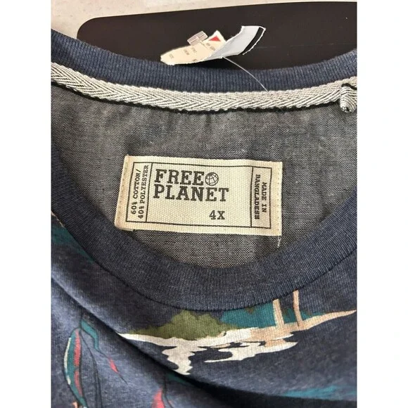 Free Planet Big & Tall Hawaiian Hula Girl T Shirt Mens 4X Vacation Beach New - Picture 4 of 7